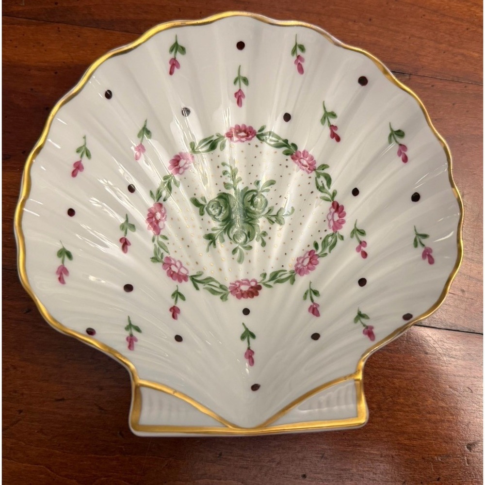 Vintage Limoges France Hand Painted Porcelain Shell Dish for Newman Marcus